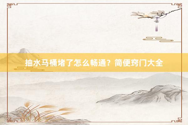 抽水马桶堵了怎么畅通？简便窍门大全