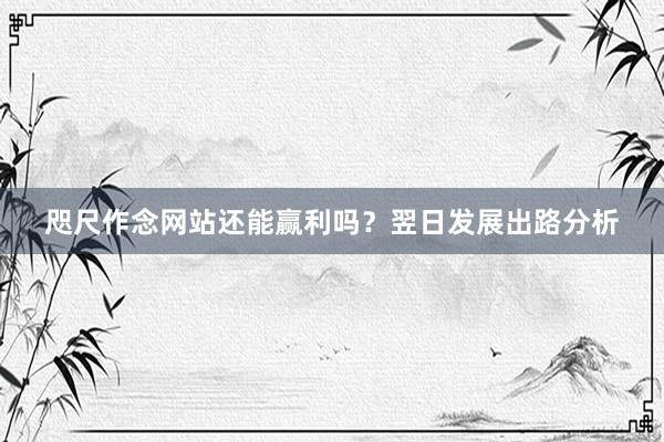 咫尺作念网站还能赢利吗？翌日发展出路分析